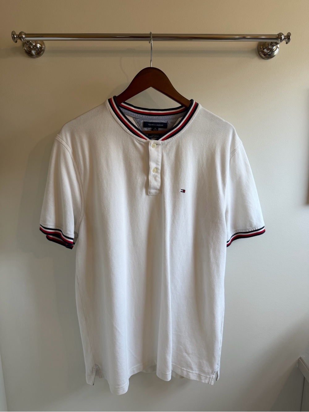 Tommy Hilfiger White Polo with Red & Navy Trim